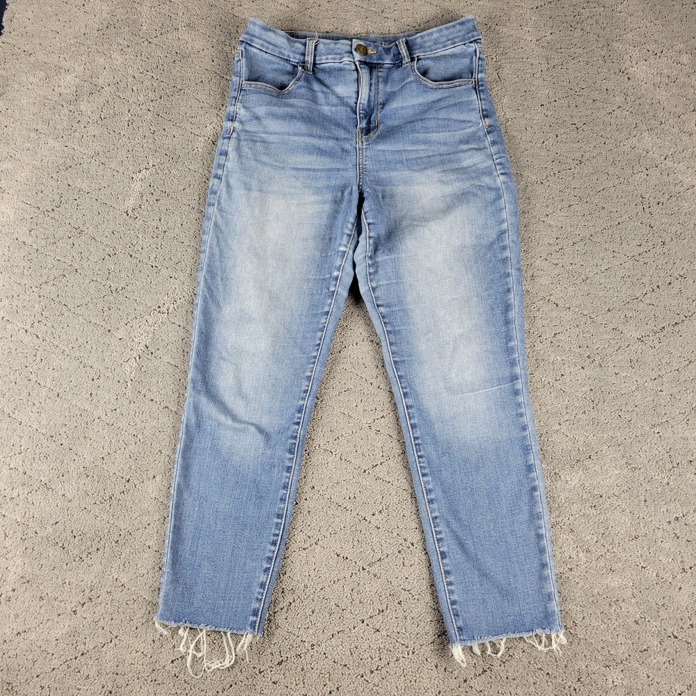 American Eagle Jeans Womens 10 Blue Curvy Hi Rise Jegging Raw Hem Stretch Denim